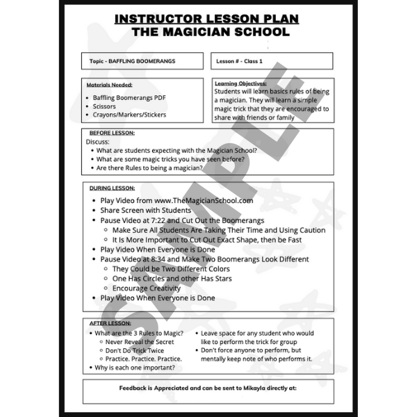 SAMPLE - TheMagicianSchool Lesson Plan